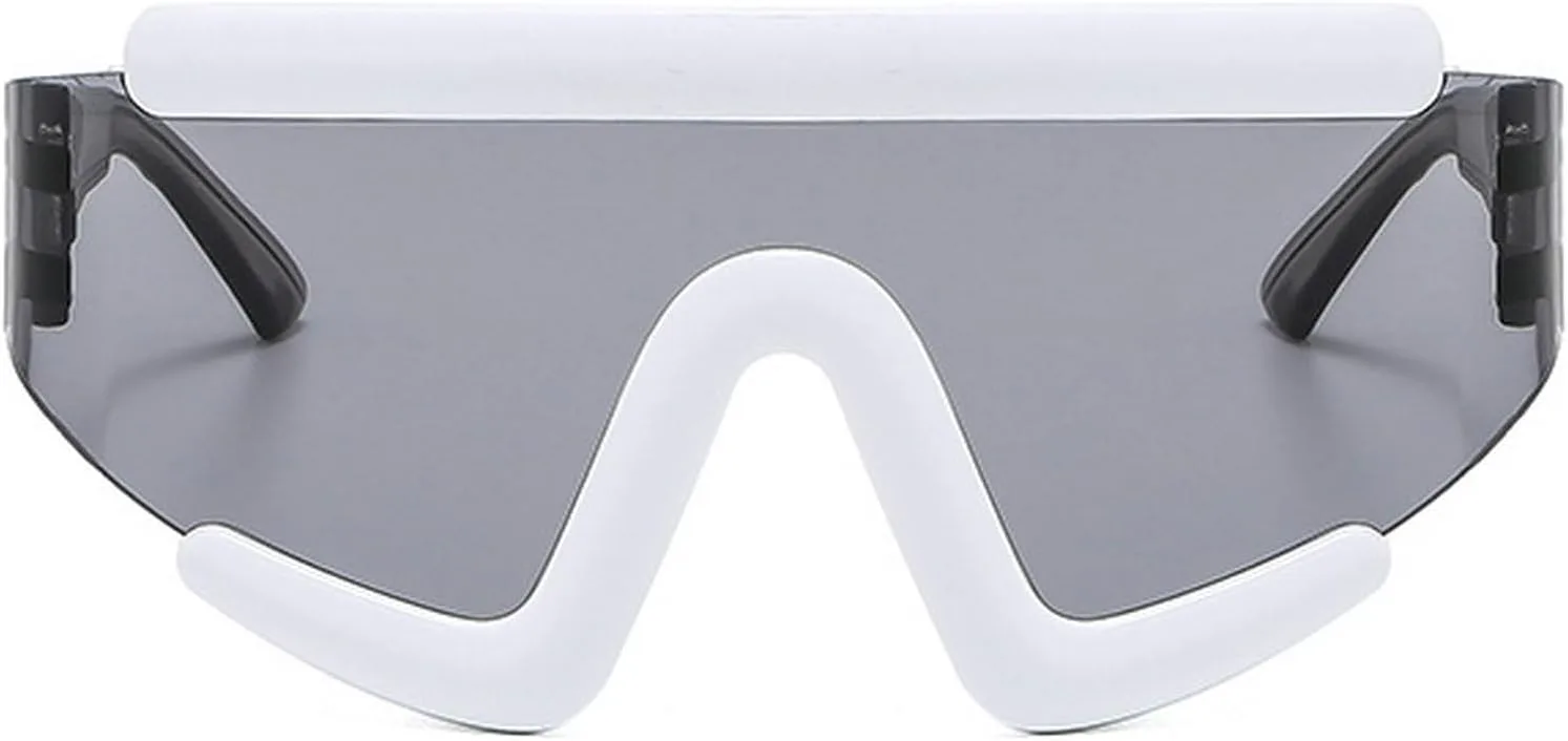 

Большие солнцезащитные очки в стиле панк-рока Y2K для мужчин и женщин, роскошные цельные солнцезащитные очки для мужчин, спортивные очки mincl, White Gray