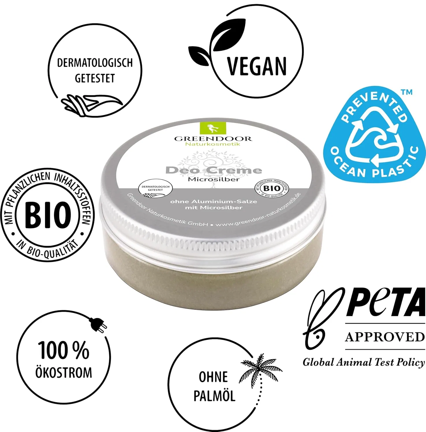 Крем-дезодорант GREENDOOR Micro Silver Triple Protection Vegan Extra Strong, 50 мл Greendoor — фото 2