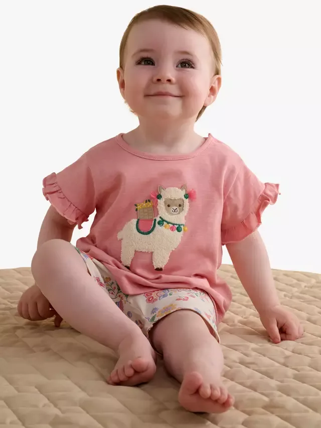 Детский комплект: футболка с рюшами и шорты, цвет папайя Purebaby — фото 2