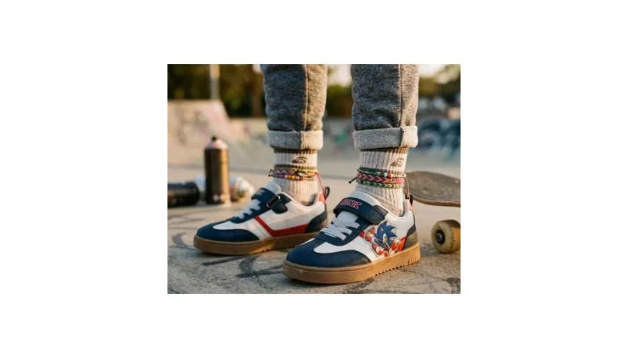 Детские удобные повседневные кроссовки Sonic The Hedgehog, белый/темно-синий — фото 4