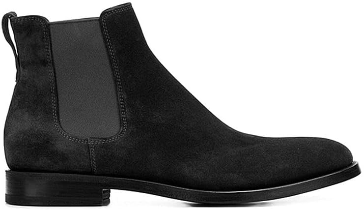 

Мужские мотоциклетные ботинки, боевые, повседневные и нарядные, мужские кожаные ботинки на щиколотку с дополнительной шириной - легкие, без шнурков, дышащие, прочные западные ковбойские ботинки Hhhchpm, черный