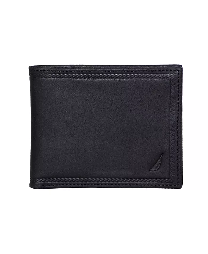 

Мужской кожаный кошелек Credit Card с двумя отделениями Nautica, черный