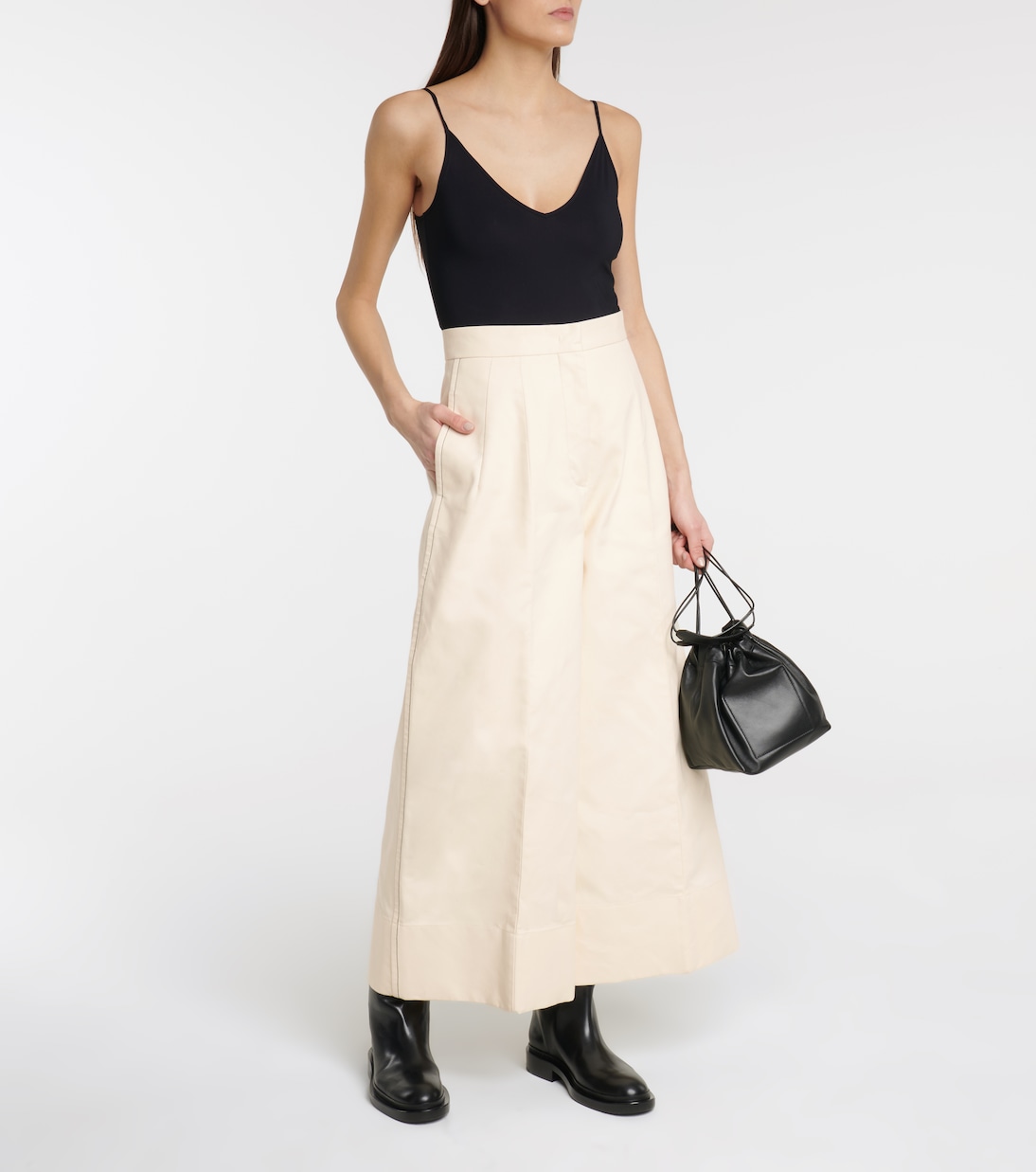 Широкие брюки из хлопкового габардина Jil Sander, Open Beige — фото 2