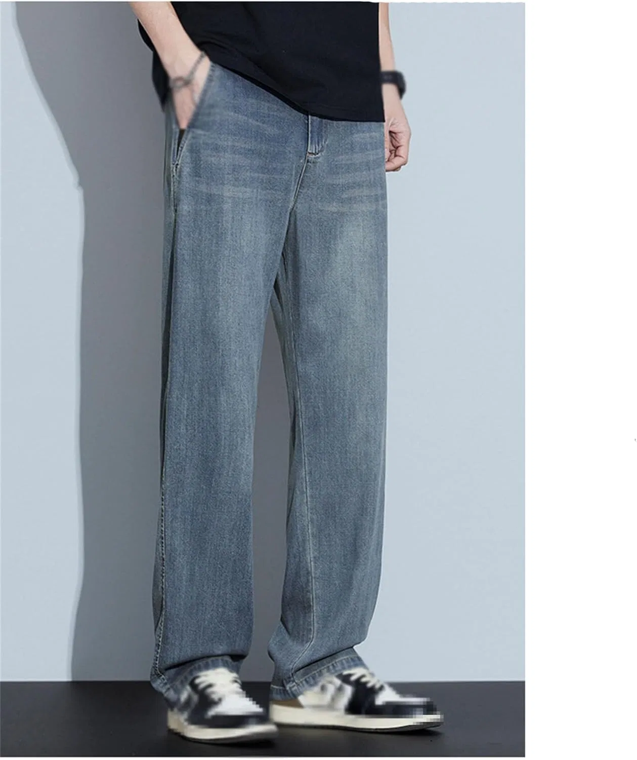 Джинсы, широкие, Men's Baggy Jeans, Black — фото 3