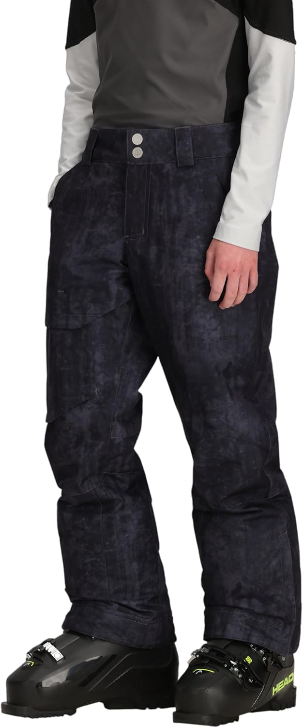 Лыжные брюки Obermeyer Boys Brisk Print, утепленные и водонепроницаемые, с системой продленного ношения, Grey Steel Frost — фото 2