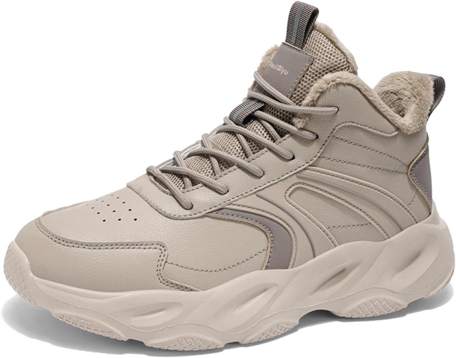 

Мужские повседневные спортивные зимние теплые кроссовки с мягкой подошвой, новый модный тренд толстая подошва, универсальная массивная обувь для мужчин Generic, бежевый