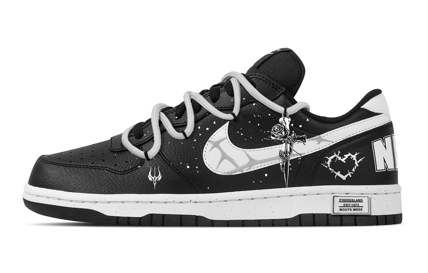 

Nike Повседневные мужские кроссовки Big Eternal Solitude устойчивые к истиранию дышащие низкие для скейтбординга черный белый