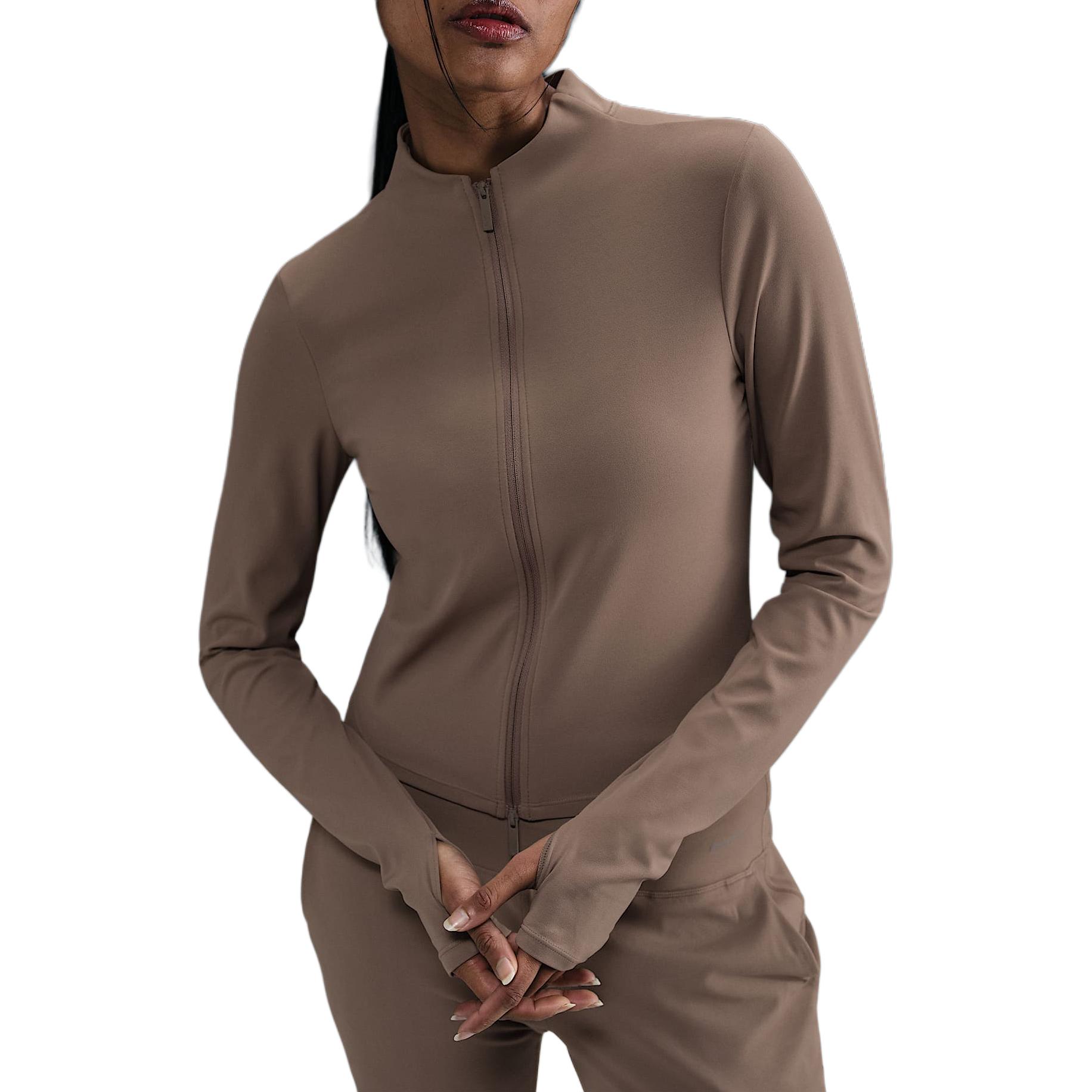 

Zenvy Women's Dri FIT Full Zip Long Sleeve Top Nike, коричневый