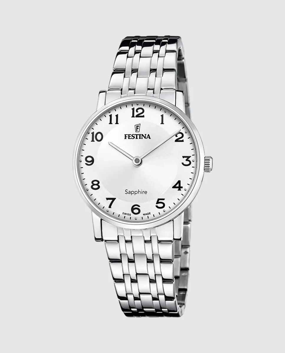 

F20047/1 Классические серебристые стальные женские часы Festina, серебряный