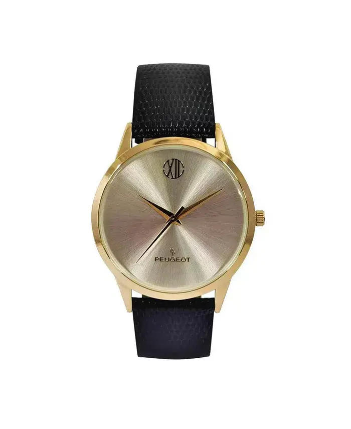 

Мужские часы с круглым корпусом 40 мм, тонкие, позолоченные, цвет шампань Peugeot