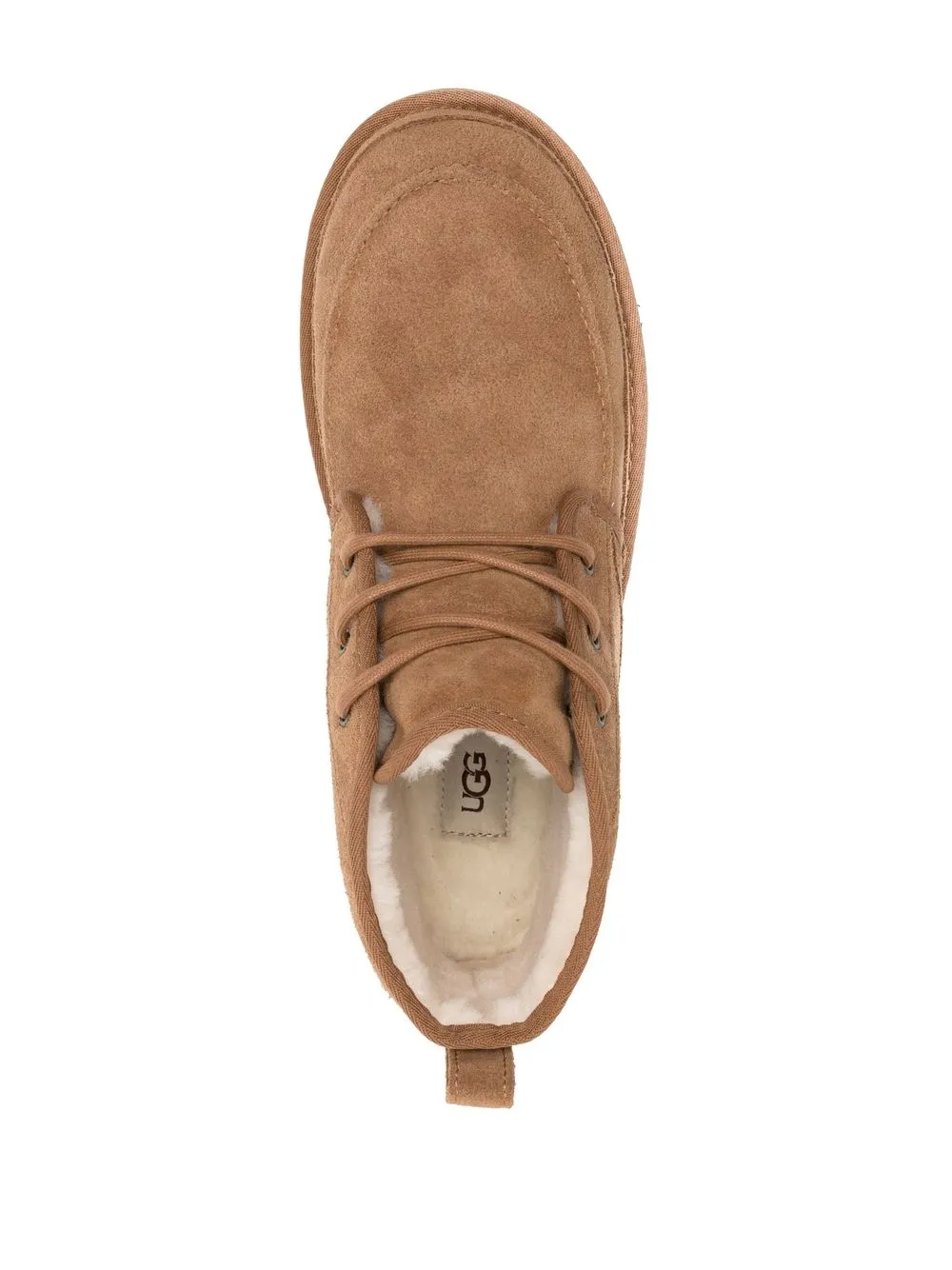 Мужские ботинки UGG замшевые с овчиной на шнуровке, светло-коричневый — фото 4
