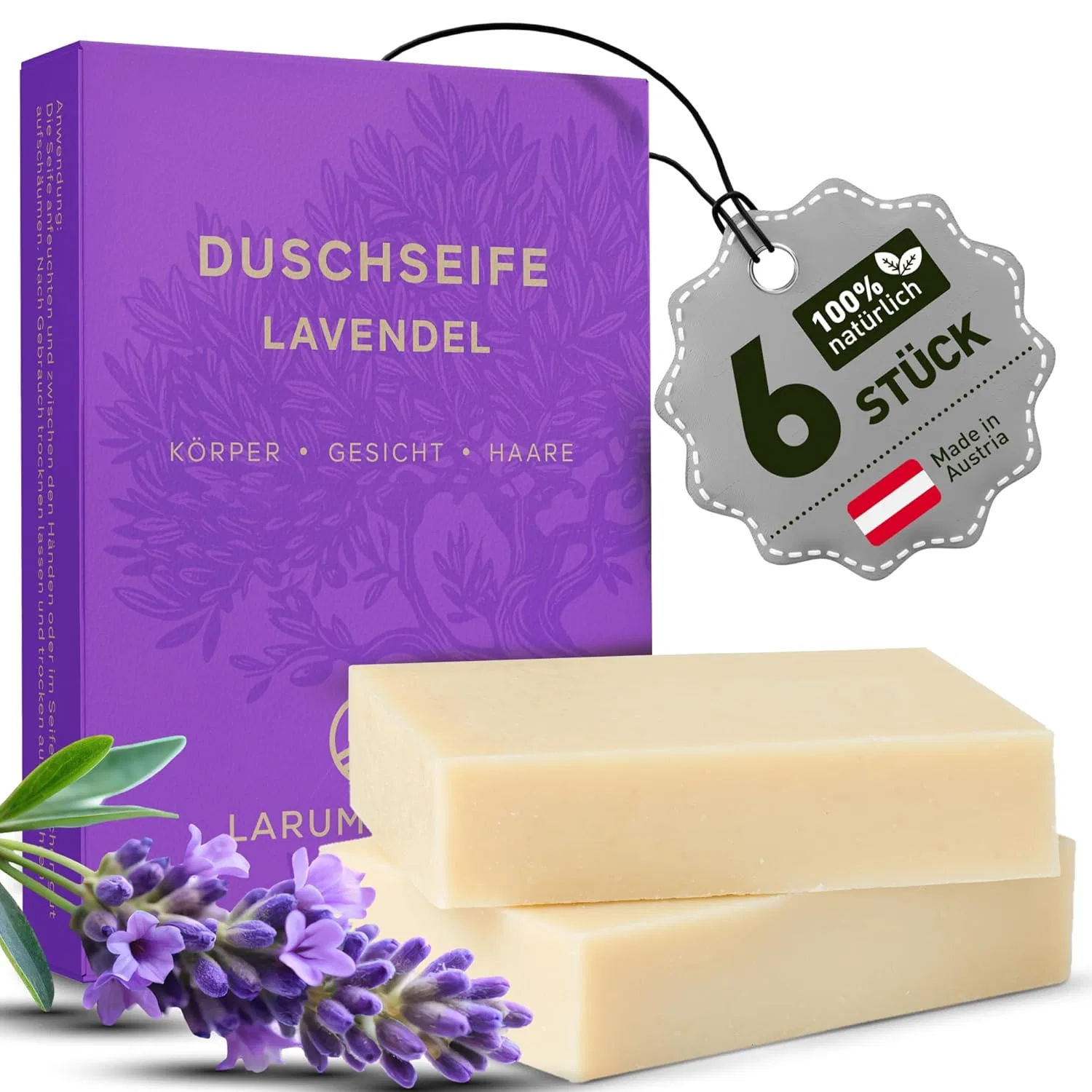 Твердое мыло для душа 3 в 1 Lavender от larum sports, 6 x 85 г Larum Sports