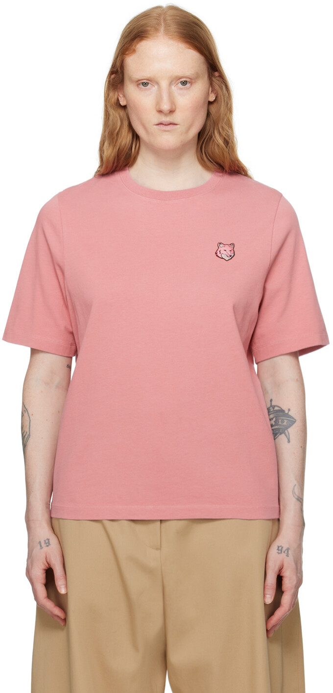 

Розовая футболка с головой лисы Maison Kitsune