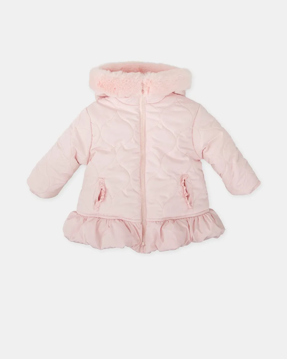 

Детский пуховик с розовым капюшоном Tutto Piccolo