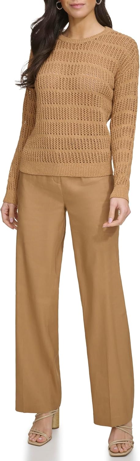 

Женский свитер Calvin Klein с круглым вырезом и открытой строчкой, Luggage Combo