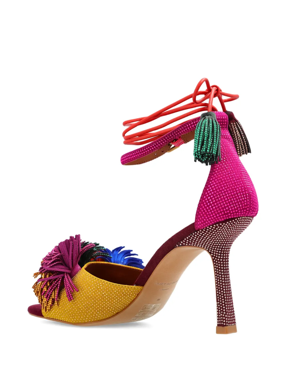 Босоножки Pom Pom 90 с завязками на щиколотке Kurt Geiger London, желтый — фото 3