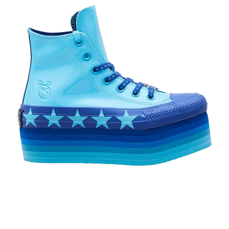 

Кроссовки Converse Miley Cyrus x Wmns Chuck Taylor All Star Platform Faux Patent Hi 'Gnarly Blue', синий