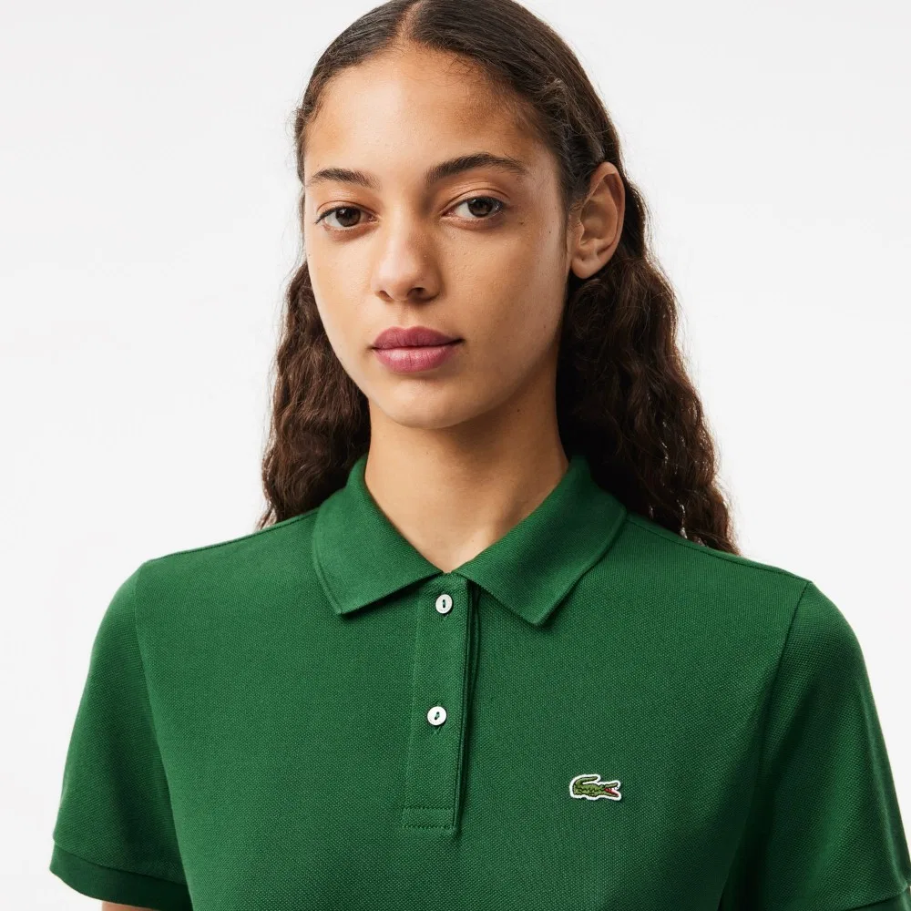 Футболка-поло Lacoste Классическая, с пуговицами, зеленая — фото 2
