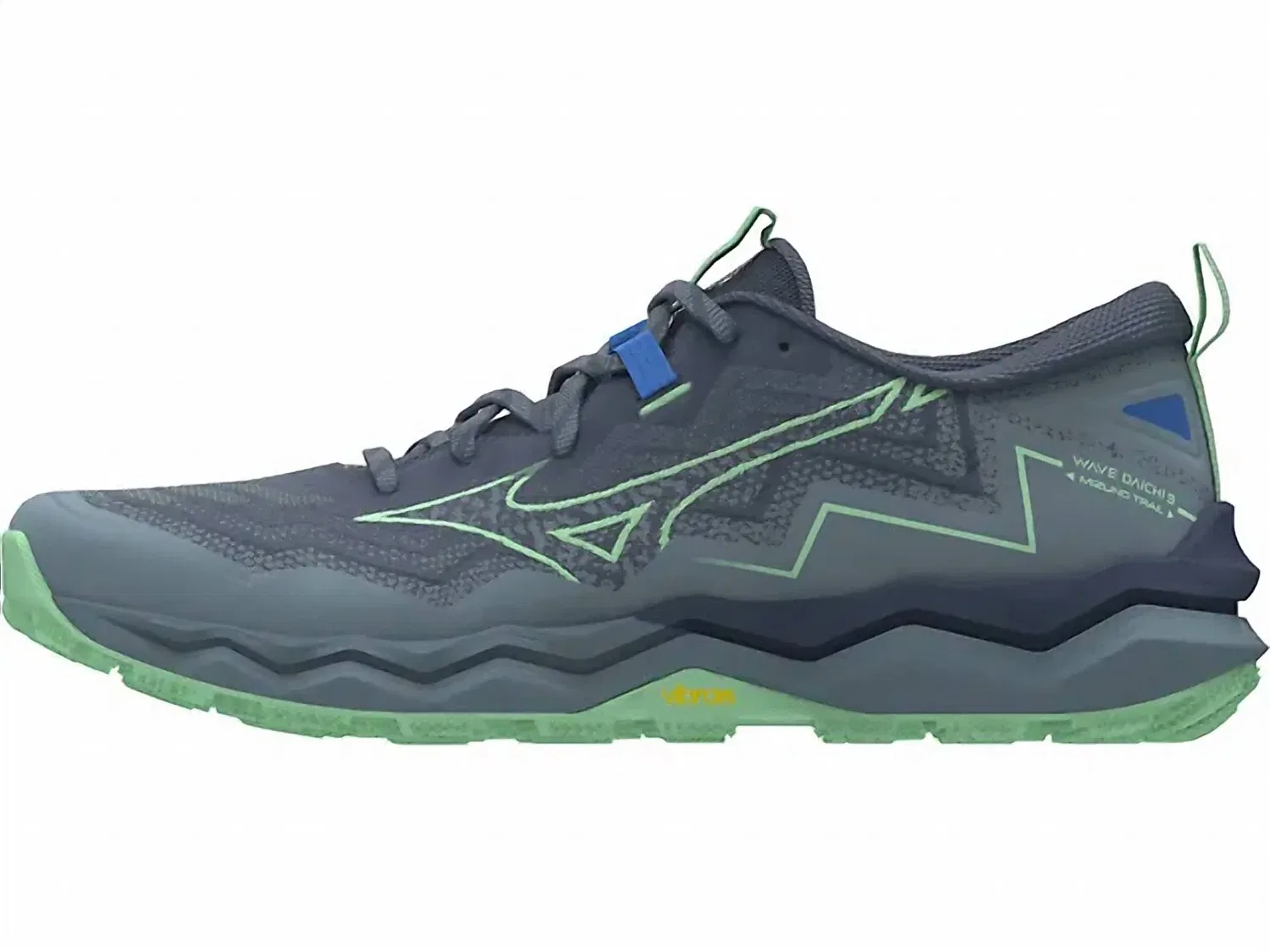 MIZUNO Мужские кроссовки для трейлраннинга Daichi 9 в винтажном индиго-нео-мятном цвете — фото 2