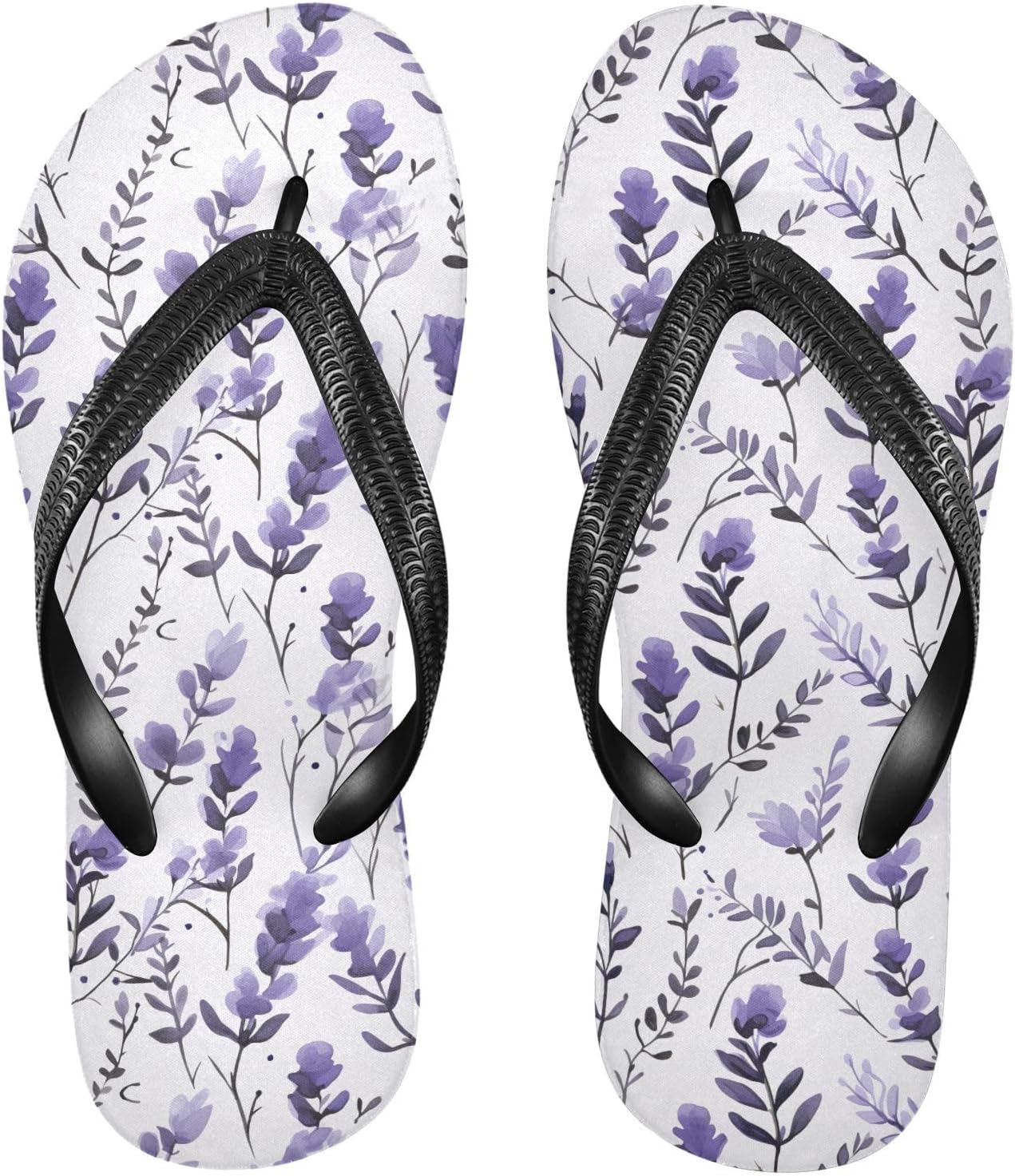 

Женские и мужские шлепанцы SPRIPORT с тонкими ремешками и фиолетовыми цветами лаванды, удобные повседневные сандалии-вьетнамки с амортизирующей подошвой и нескользящей резиновой подошвой, для пляжа, лета и прогулок на открытом воздухе