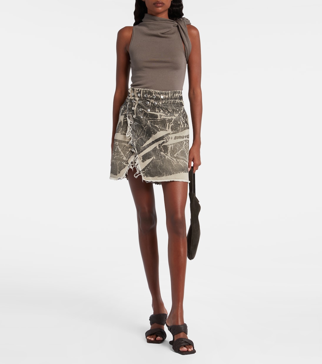 Мини-юбка из потертого денима Sisysnap Rick Owens, Black Washed Foil — фото 2