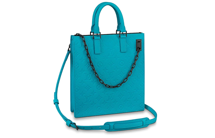 

Сумка-мессенджер Sac Plat Monogram из кожи Taurillon бирюзового цвета LOUIS VUITTON