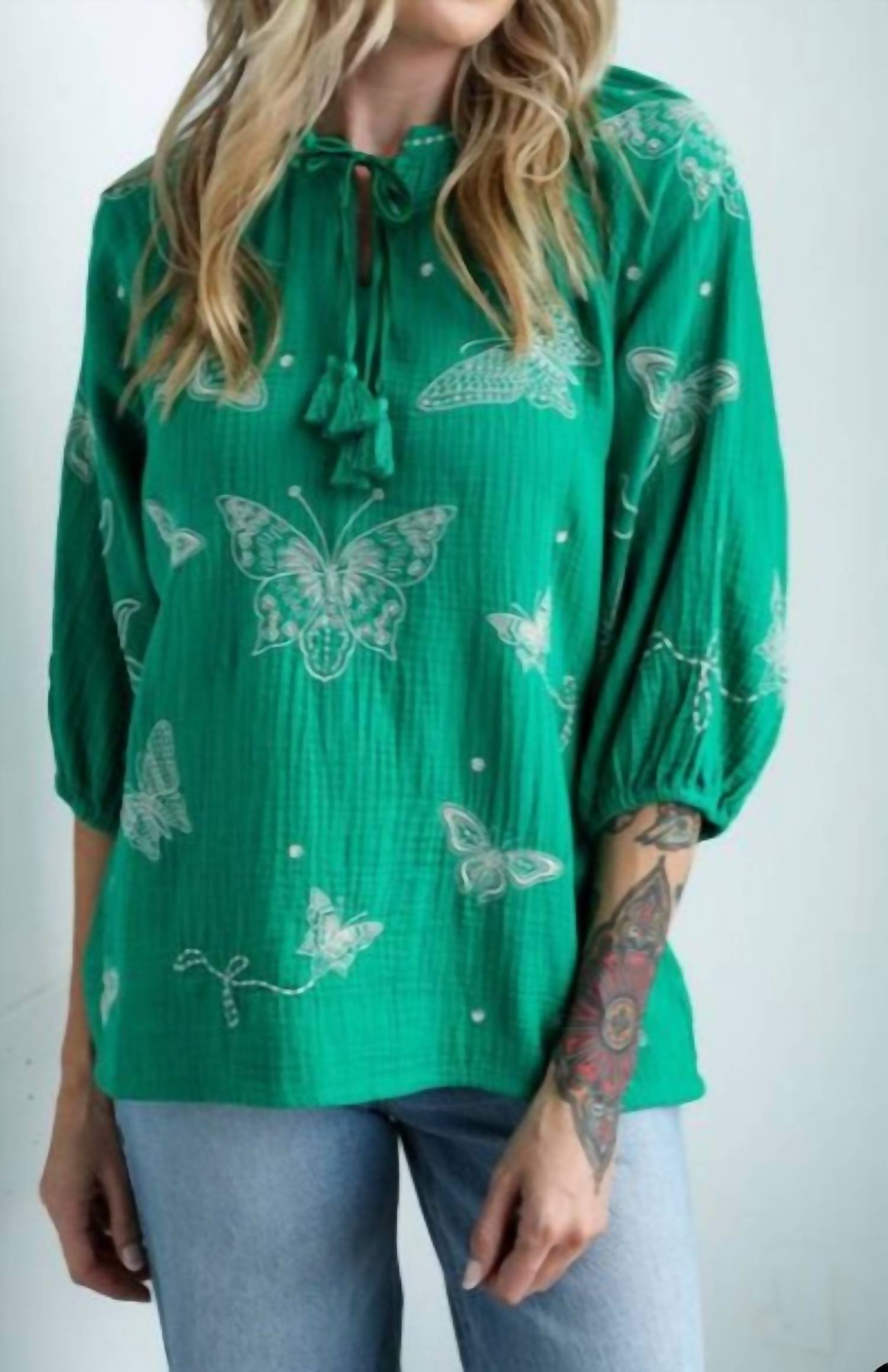 

Johnny Was Блузка Koleen зеленого цвета