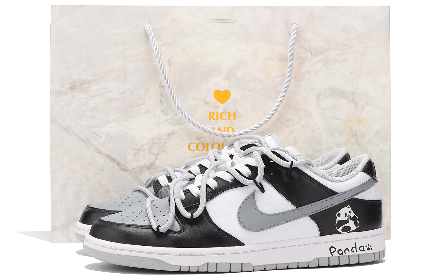 

Кроссовки Nike Dunk Skateboarding Shoes Men Low-top Gray, черный/белый/серый