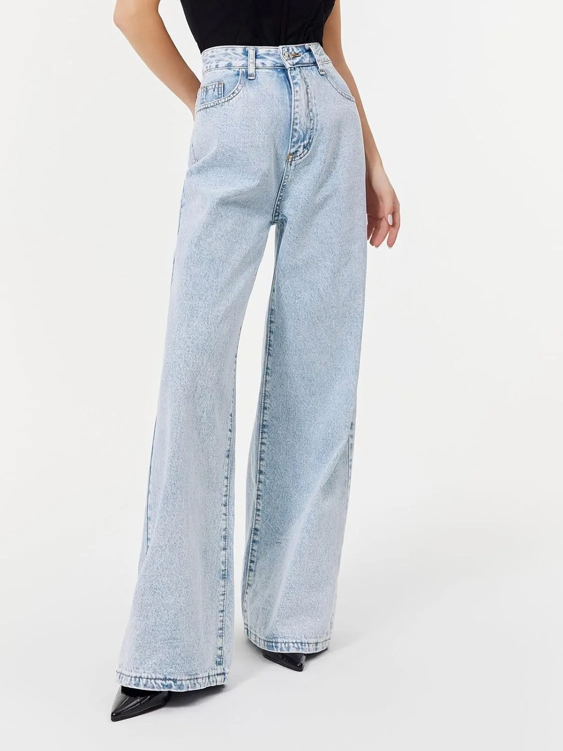 Джинсы женские Light Blue High Waist Wide Leg — фото 3