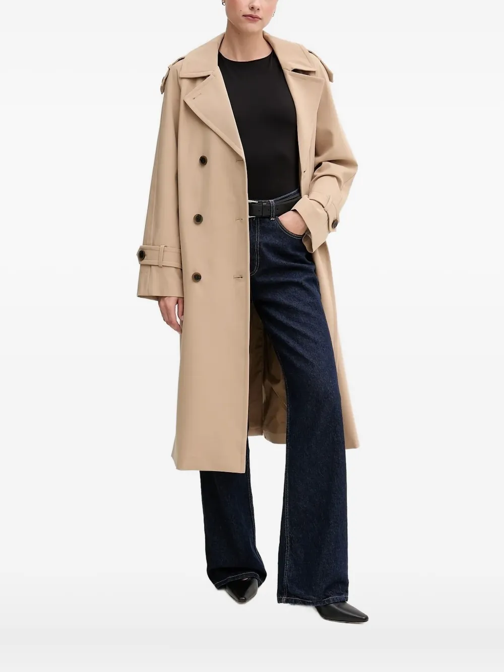 

Двубортный тренчкот с поясом DKNY, коричневый