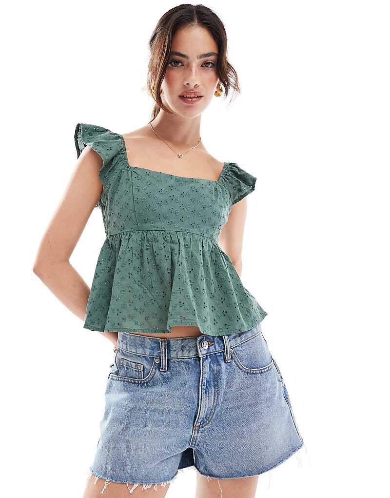 

Зеленый топ Hollister – с квадратным вырезом