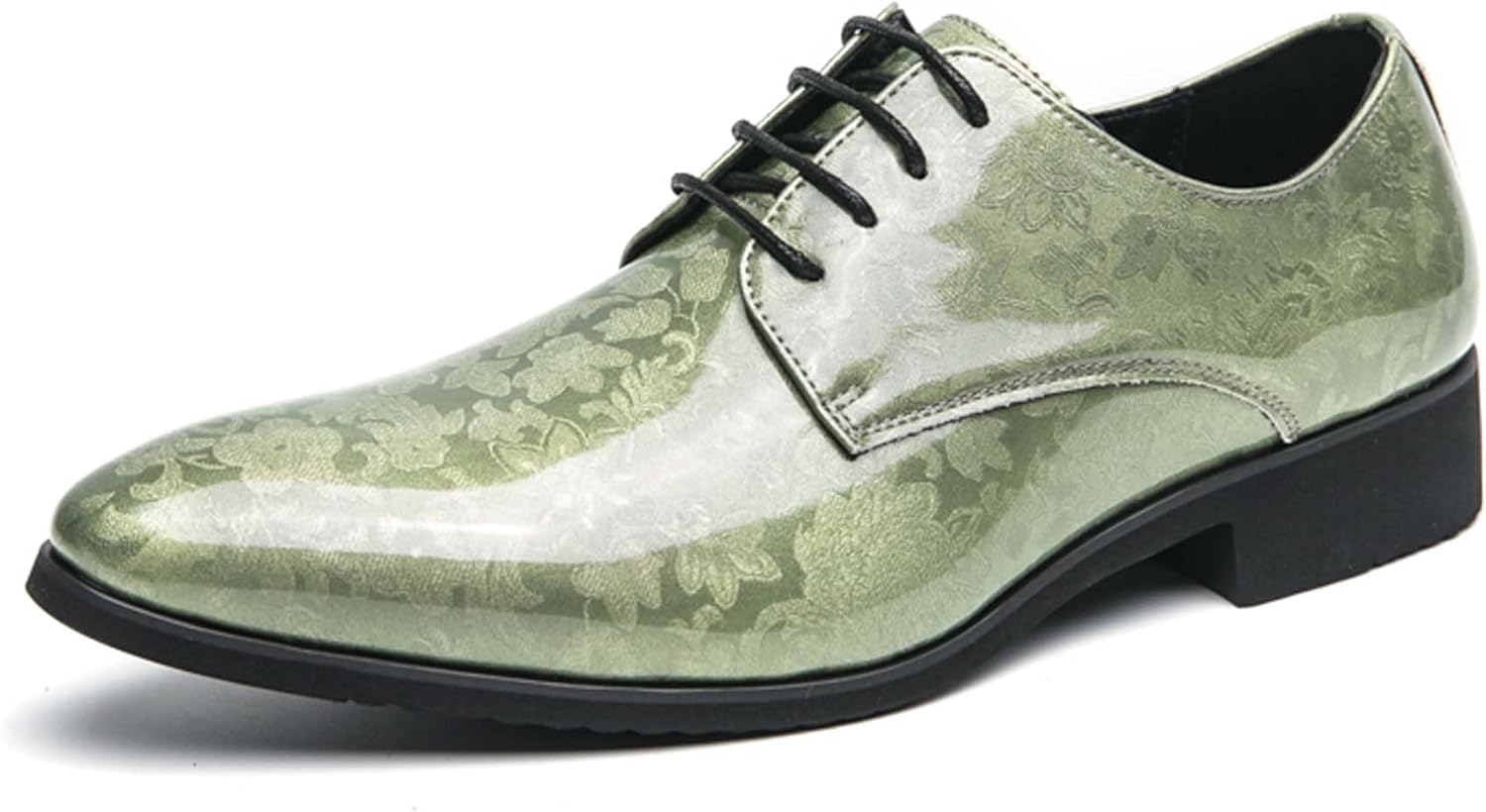 

Мужские туфли Oxford, модные с блестящей лакированной кожей, заостренный носок, деловые, для офиса, униформы, жениха, свадьбы, костюма, вечеринки, выпускного балла Generic, зеленый