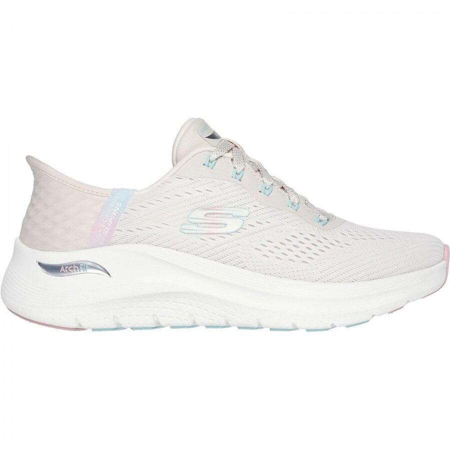 Женские кроссовки Skechers Slip-ins Arch Fit 2.0 Easy Chic бежевого цвета — фото 2