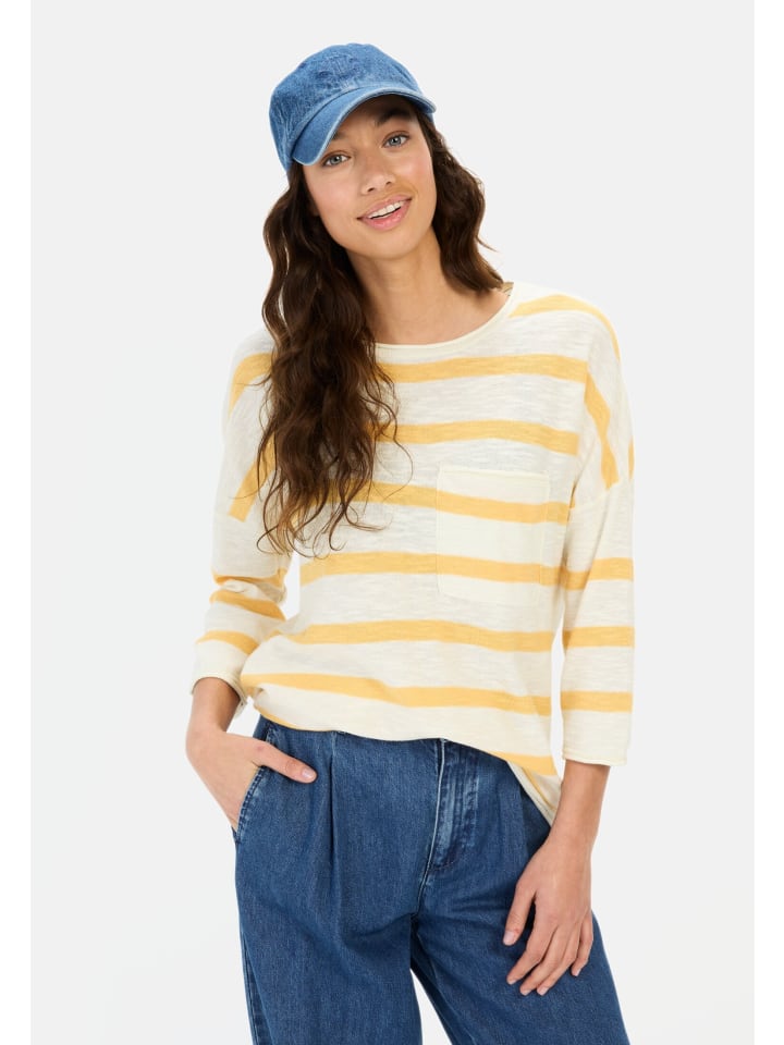 

Camel Active Хлопковый пуловер с круглым вырезом оранжевого цвета