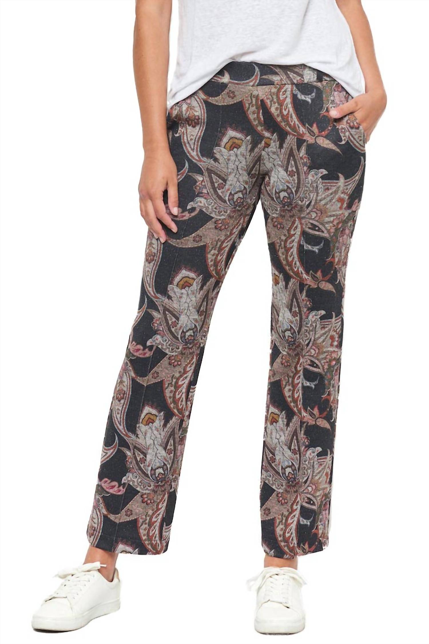 

Укороченные брюки Carla Knit Paisley черного цвета Multi Vilagallo