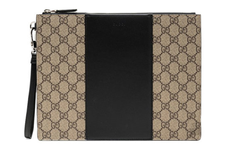 

Сумка-клатч из кожи и холста мужская Ebony & Black GUCCI