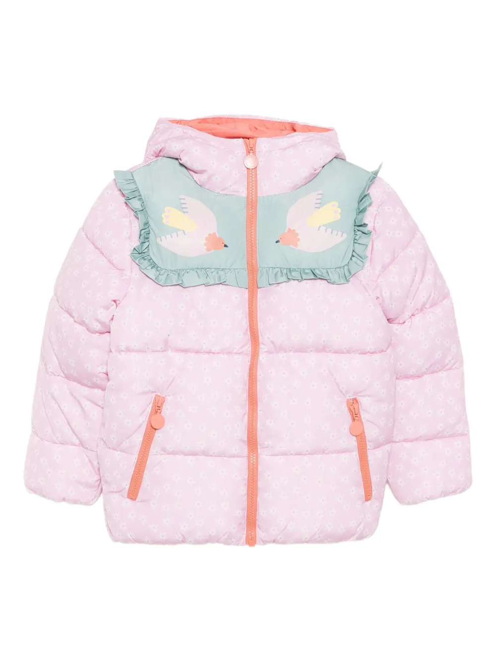 Пуховик с графичным принтом Stella McCartney Kids, розовый