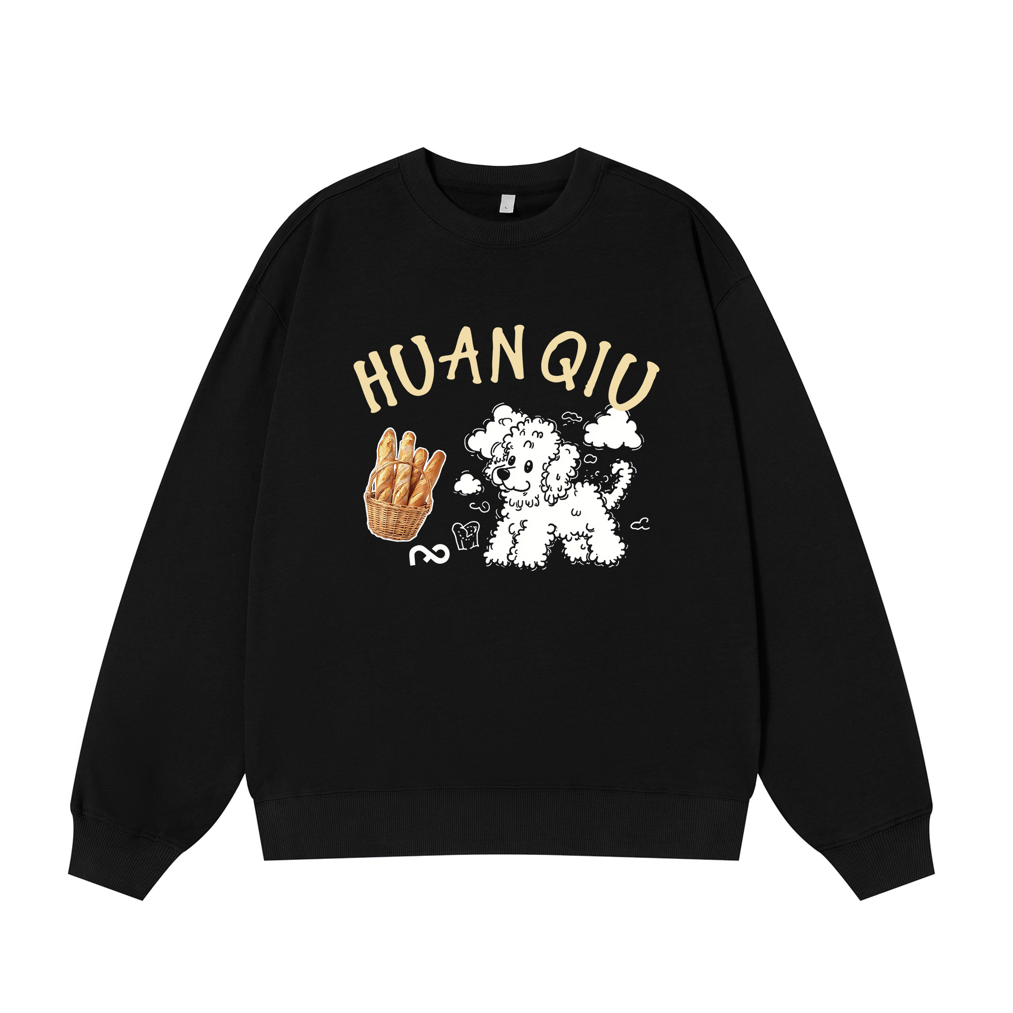 

Свитшот с круглым вырезом Unisex HUANQIU, черный (fleece-lined)