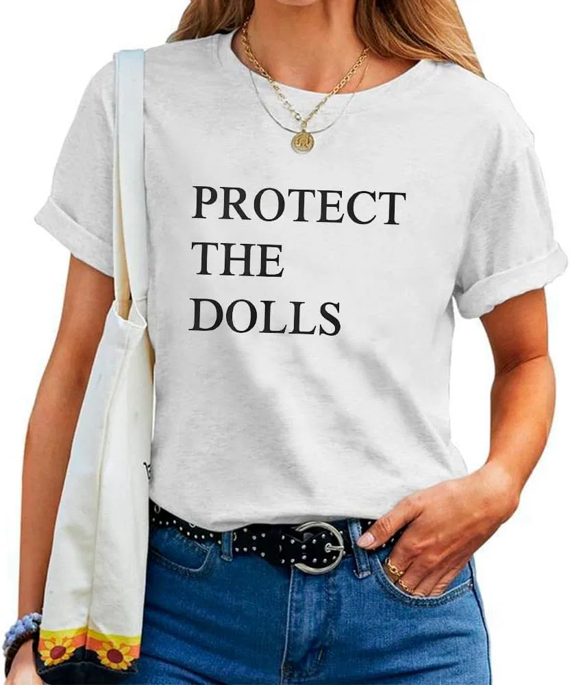 Футболка Protect The Dolls с забавной цитатой, унисекс, с принтом в виде букв, с коротким рукавом, графическим рисунком — фото 2