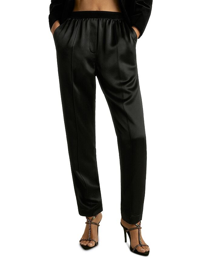 

REISS Elea Атласные зауженные брюки для особых случаев, черный