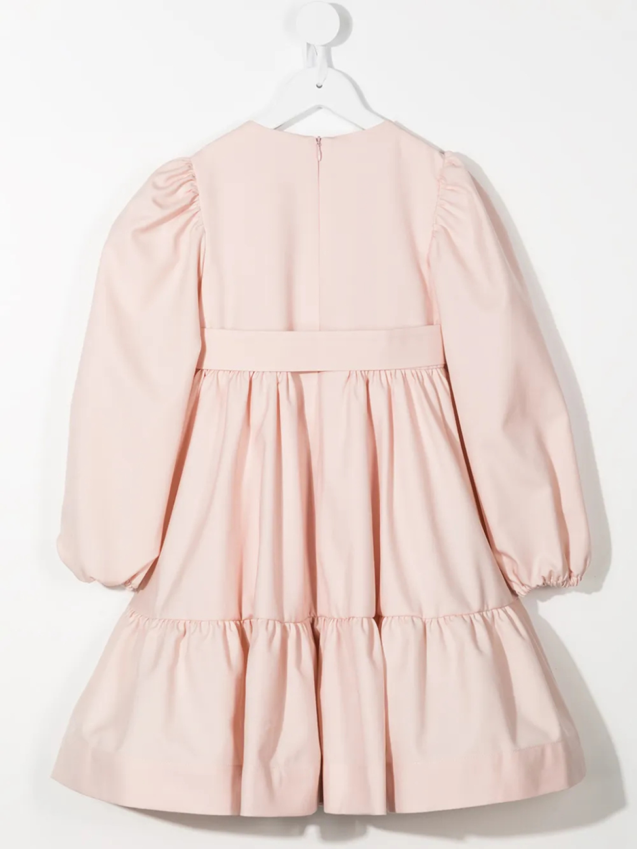 Платье с объемными рукавами и поясом Fendi Kids, розовый — фото 2
