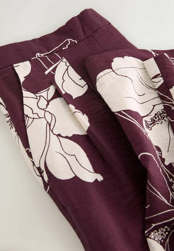 Брюки с широкими штанинами, укороченный крой Next, Burgundy Cream Floral — фото 2