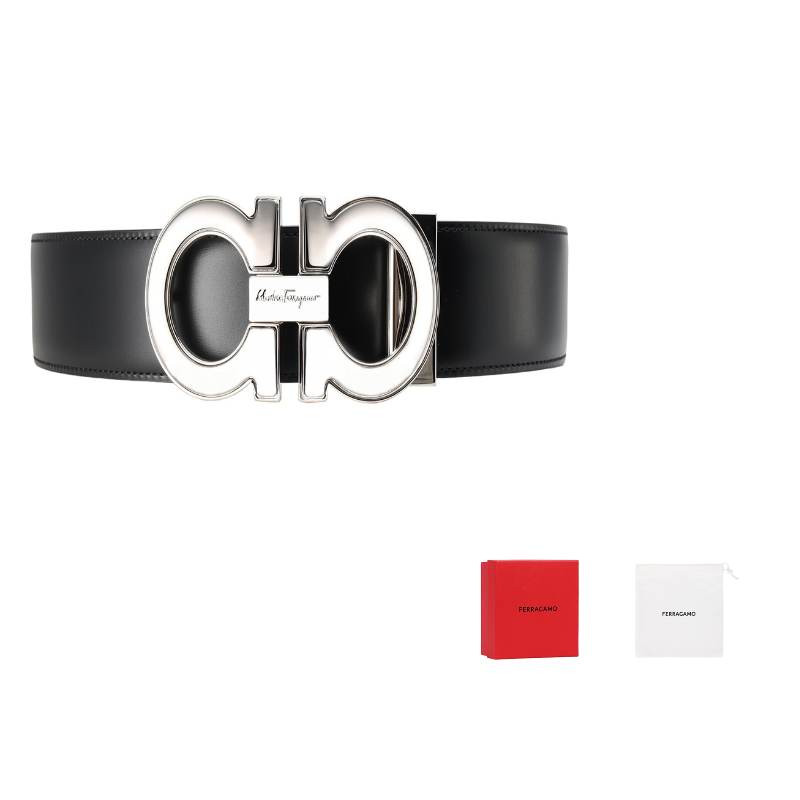 

Ferragamo Мужские ремни из коровьей кожи, черные, ширина 4 см