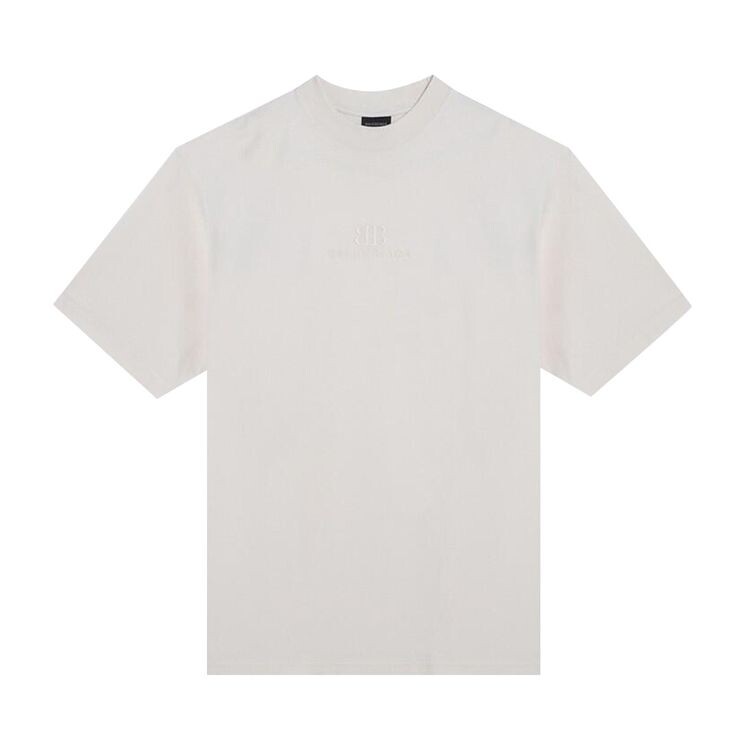 Футболка Balenciaga Logo Embroidered T-Shirt Ecru, кремовый — фото 2