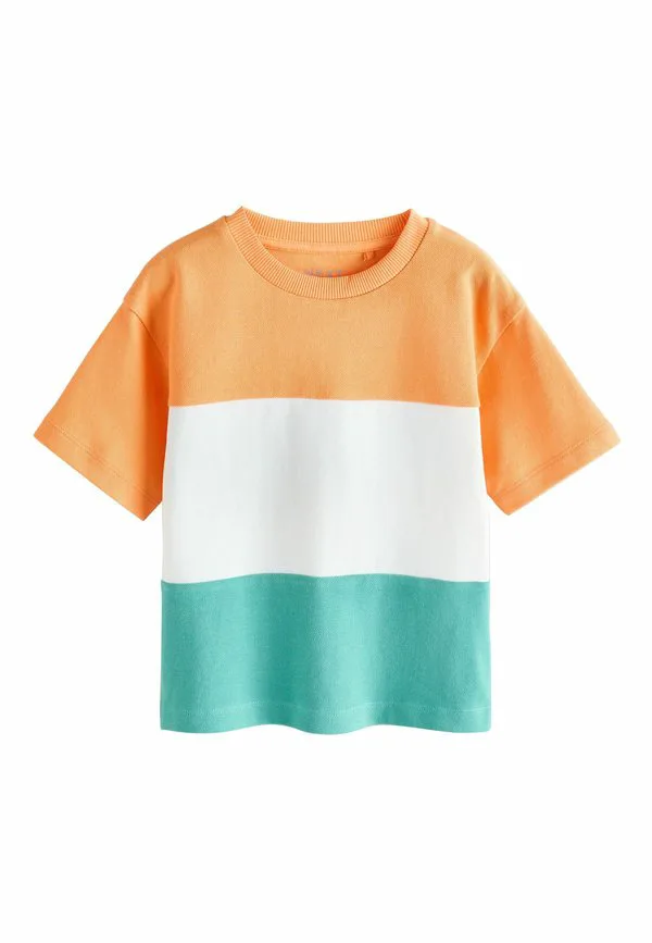 Футболка с коротким рукавом, блочным принтом, стандартного кроя. Next, Orange White Blue