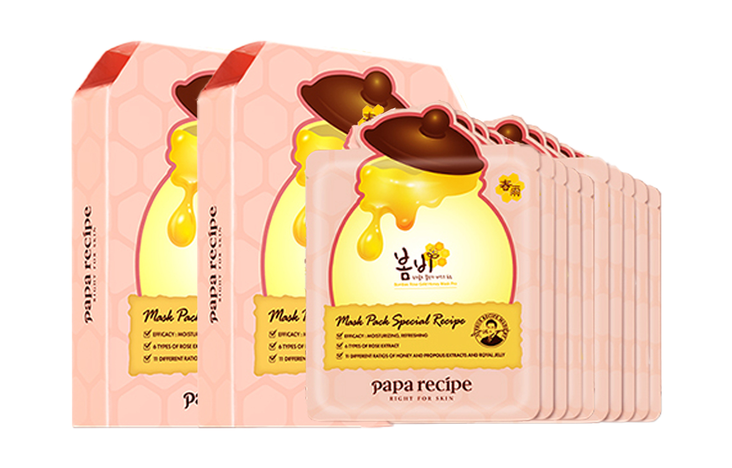 

Papa Recipe 3 розовая маска для лица Spring Rain успокаивающая, увлажняющая, питающая и контролирующая жирность 6 шт/упаковка