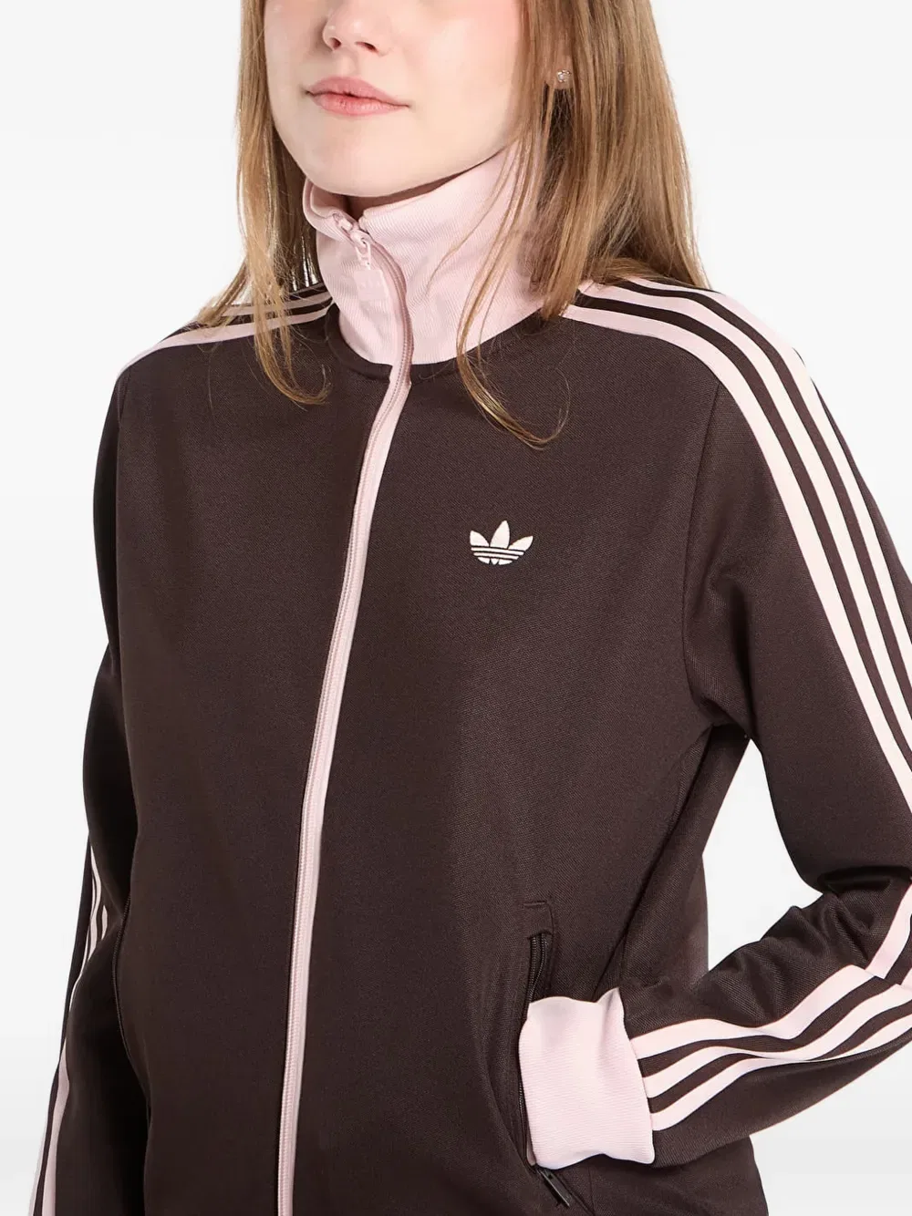 Спортивная куртка с полосатым рисунком Adidas, коричневый — фото 4