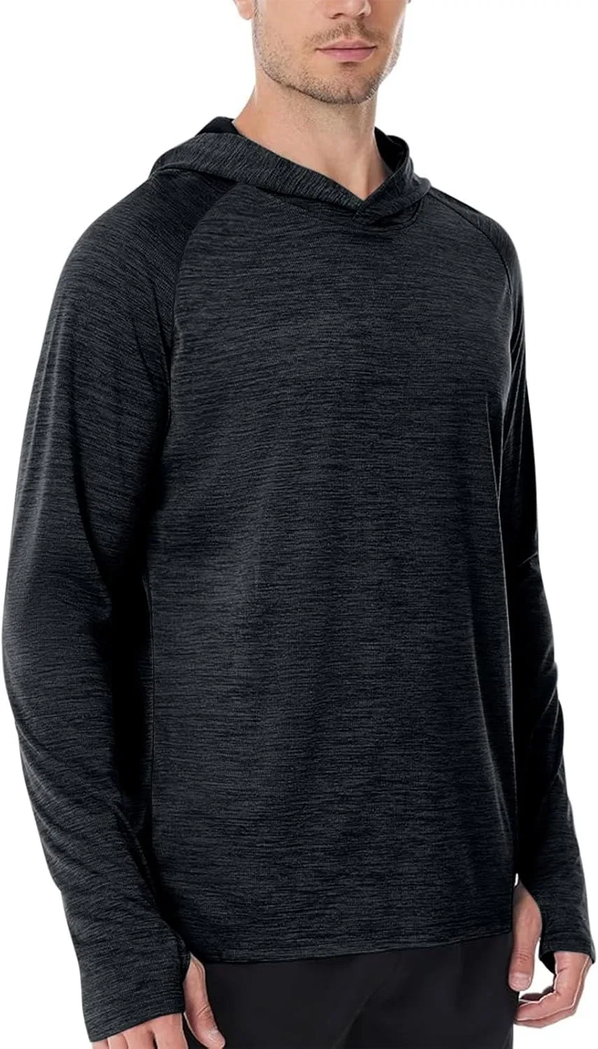 Мужская футболка с длинным рукавом UV Sun Hoodie, черный — фото 4