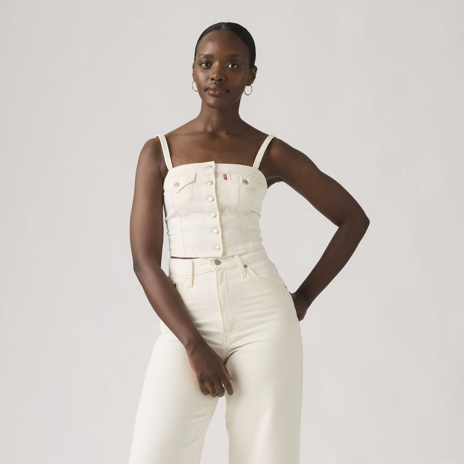 Джинсовый топ-бандо Levi's, White — фото 3