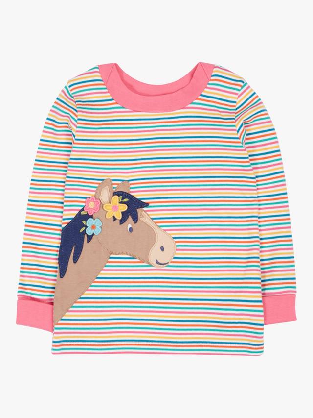 

Детская хлопковая блузка с длинными рукавами на пуговицах Frugi, Multi Stripe/Horse